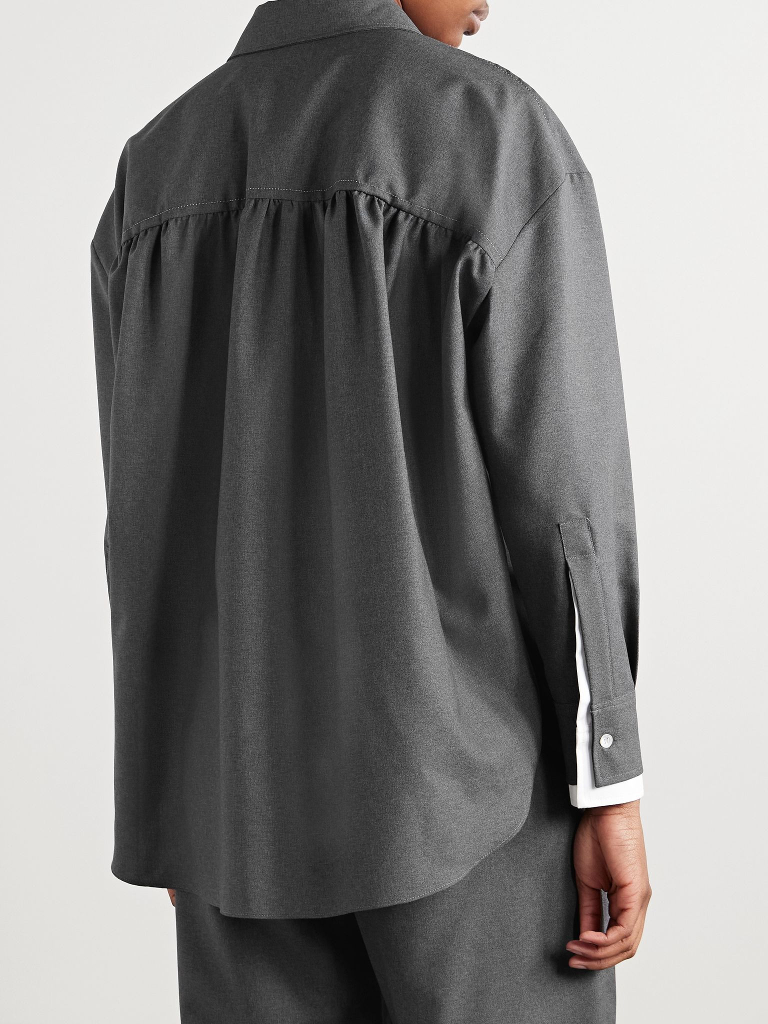 Embroidered wool shirt Gray - 3