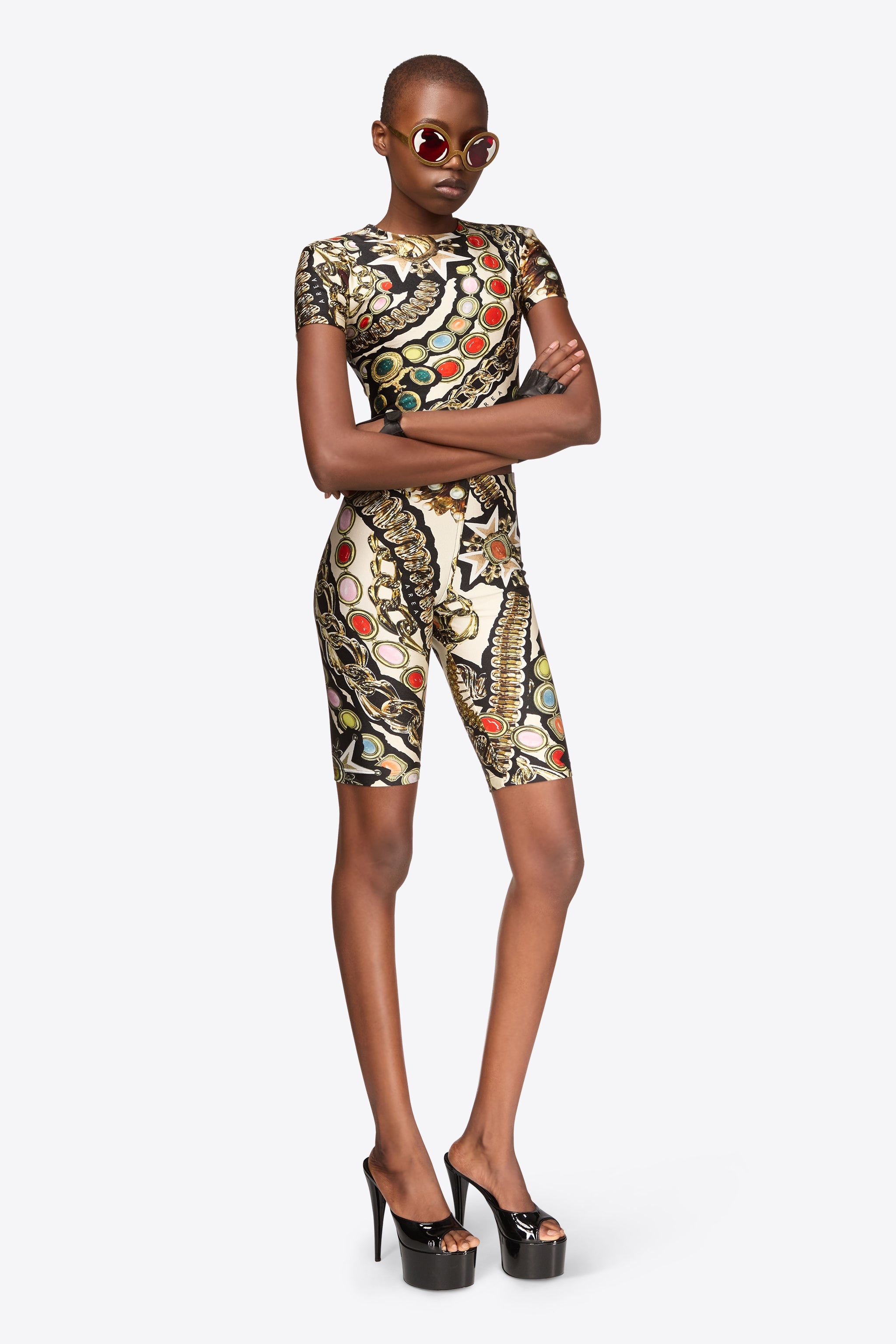 GEMSTONE CHAIN PRINTED CROPPED T-SHIRT - 3