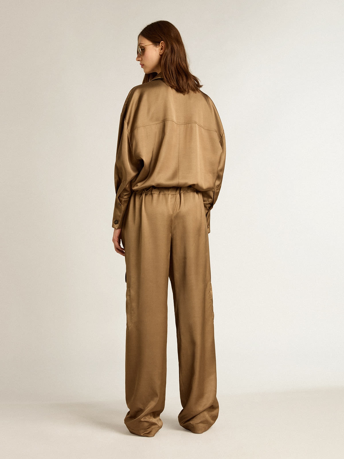 Mocha-beige viscose jumpsuit - 4