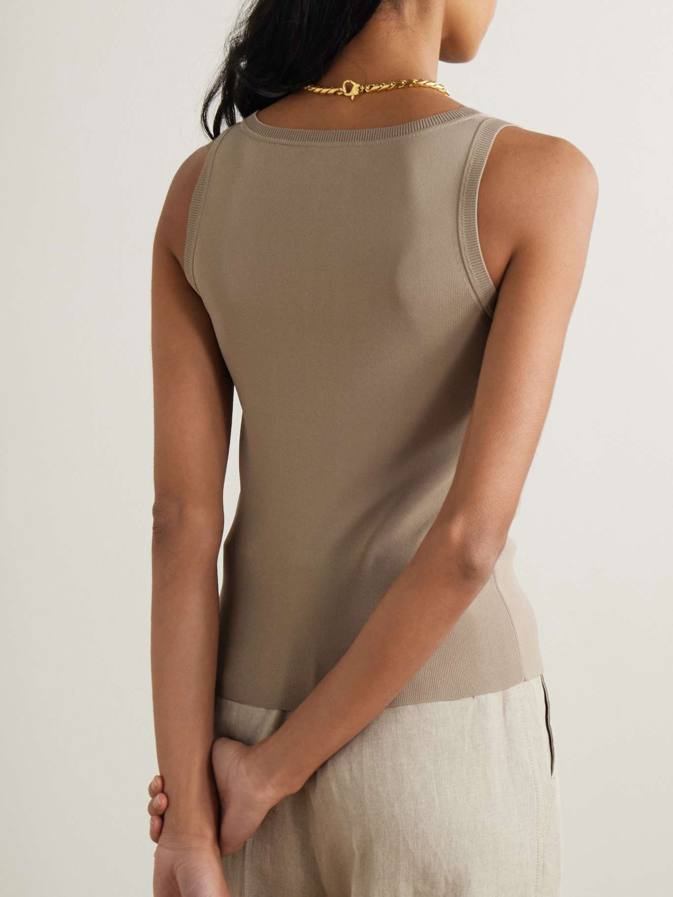 Embossed knitted tank Beige - 4