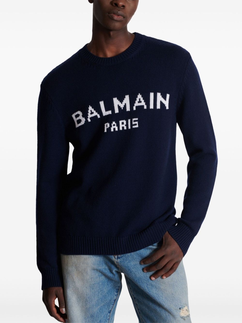 intarsia-logo sweater - 6