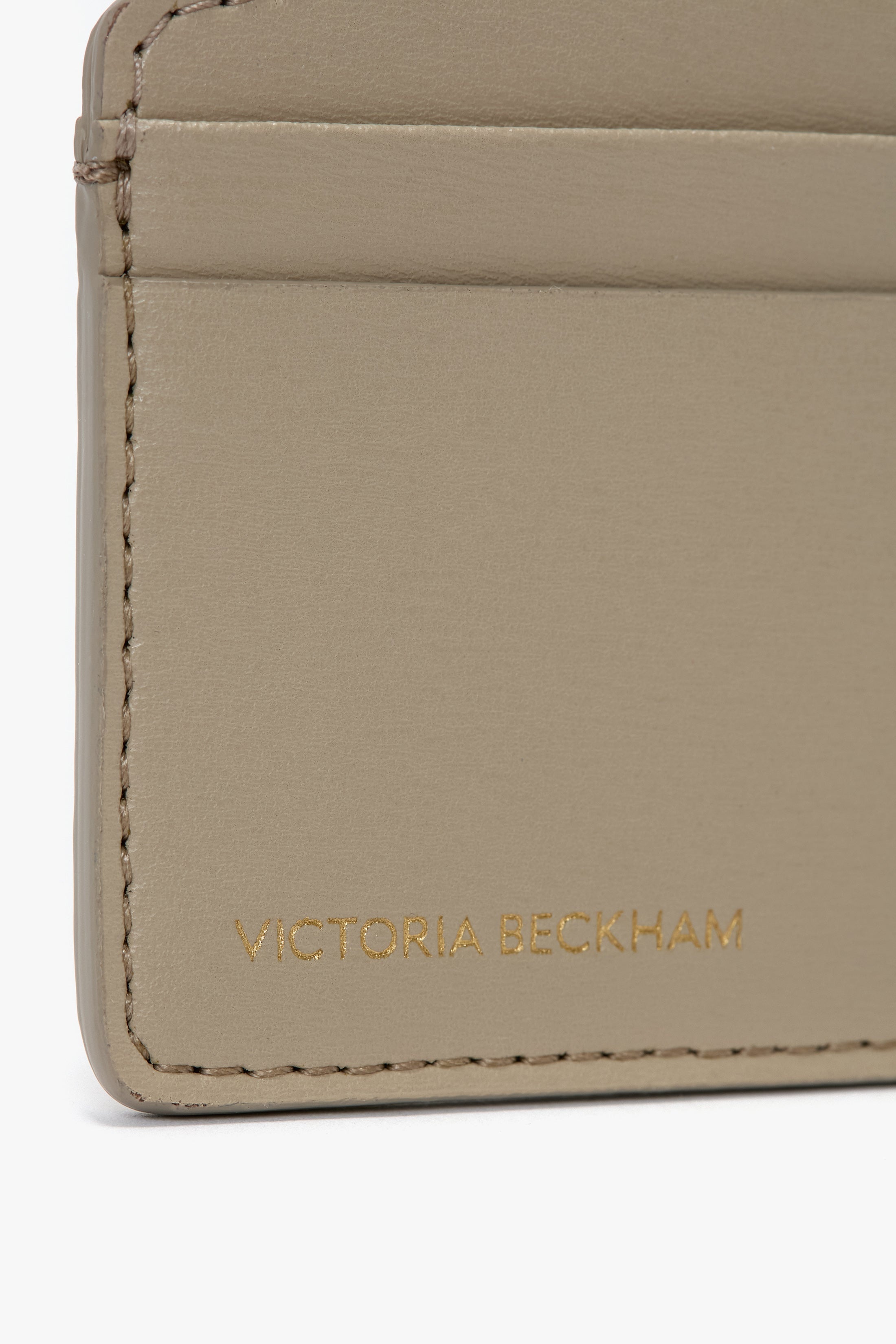 Victoria Card Holder In Taupe Grained Leather - 4