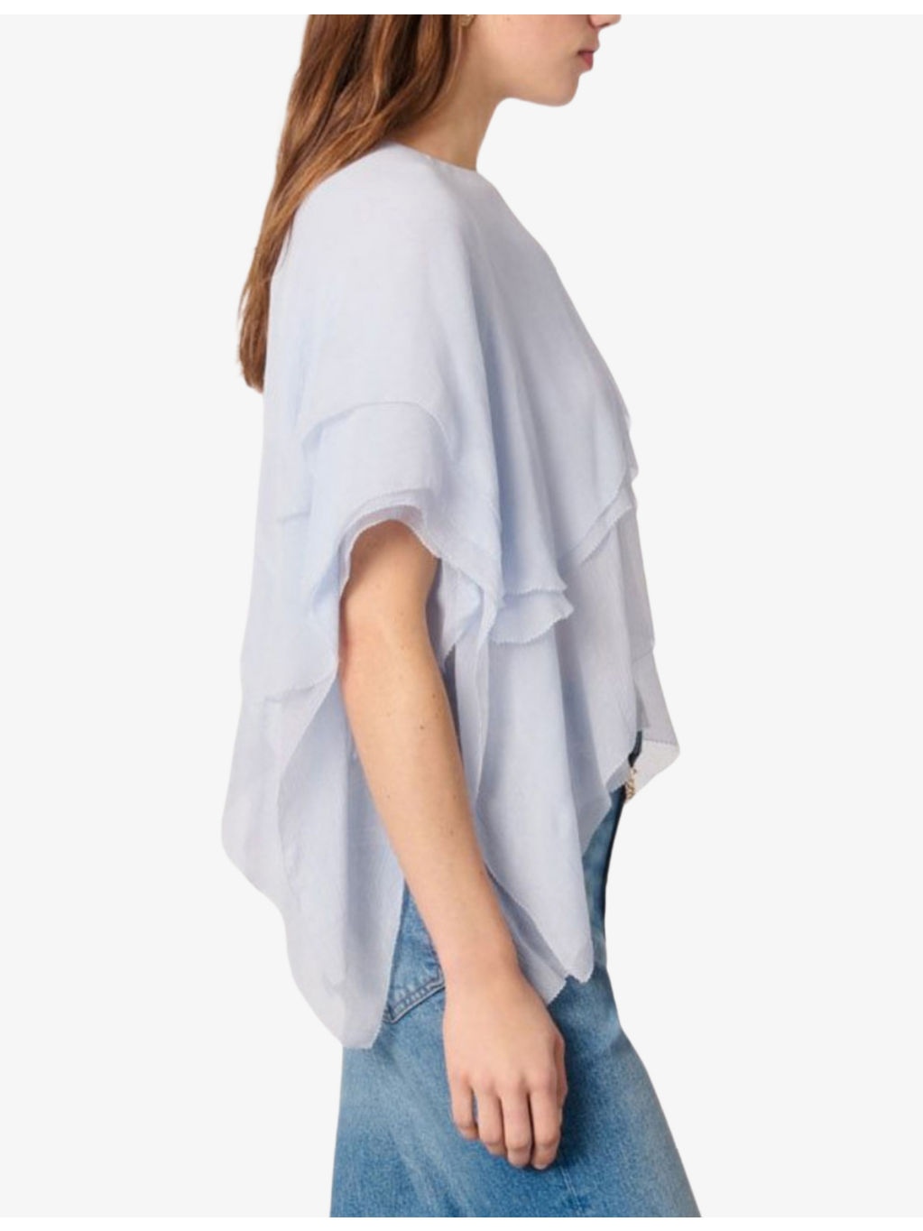Ruffled Cape-Effect Chiffon Top - 3