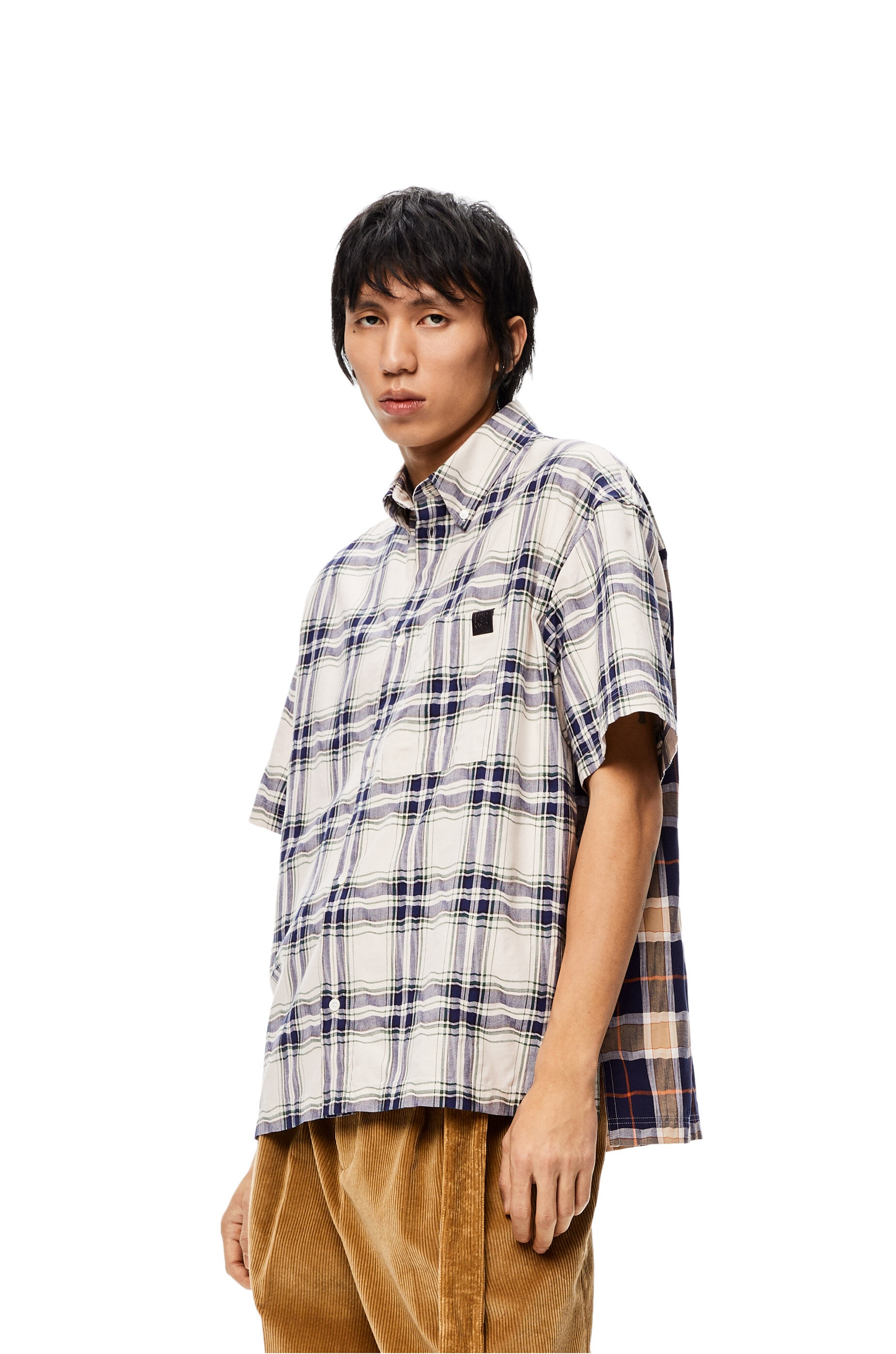 Short sleeve patchwork shirt in cotton - 3