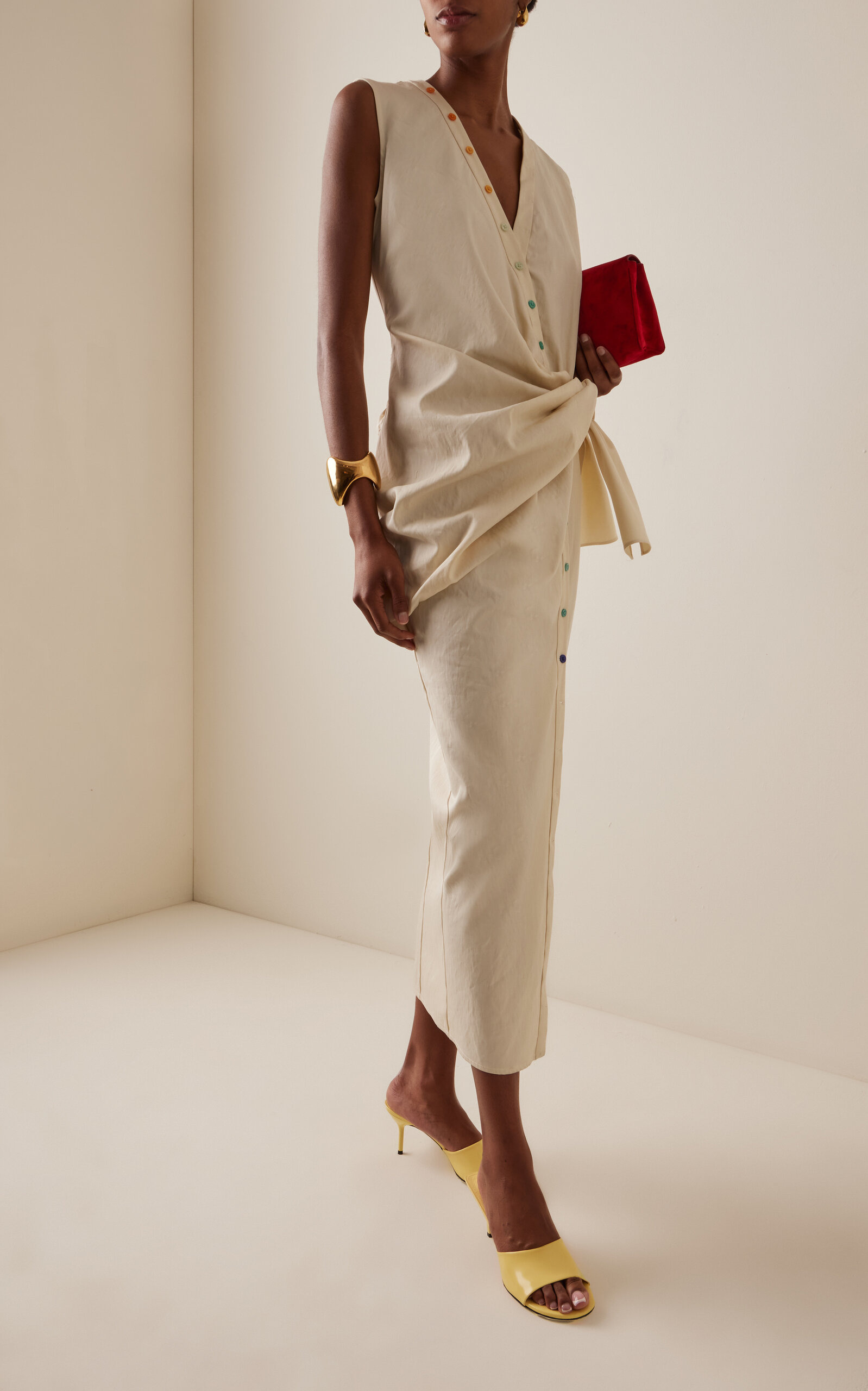 Cotton Sarong Shirt Dress ivory - 3