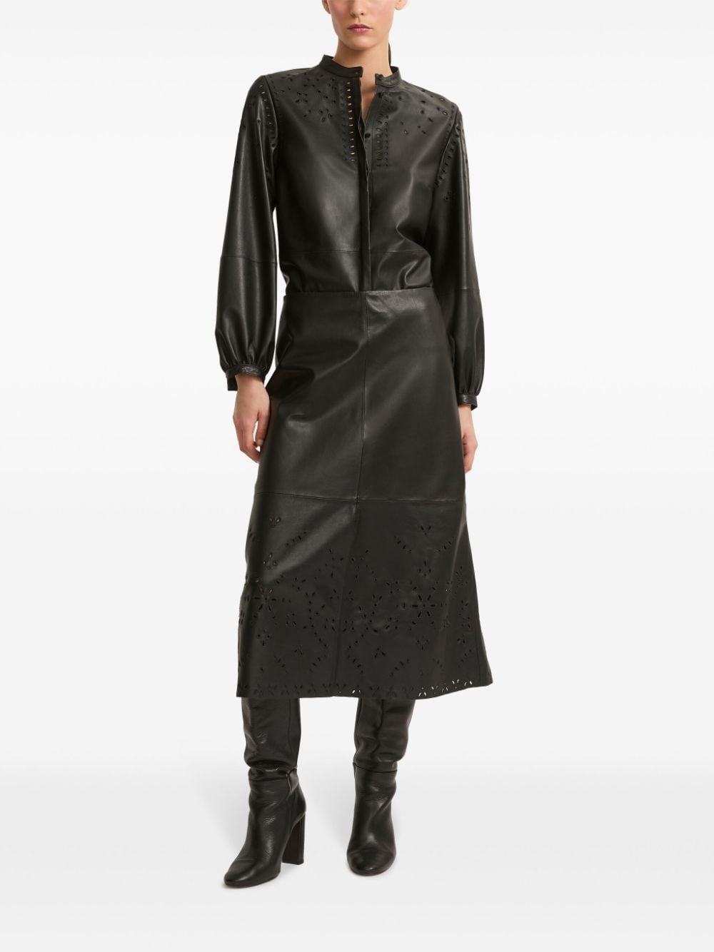 leather midi skirt - 2
