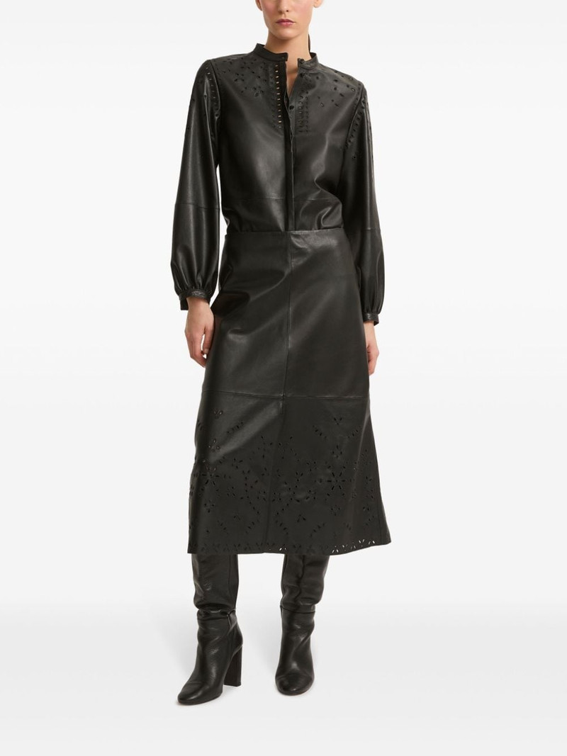 Yves Salomon leather midi skirt outlook
