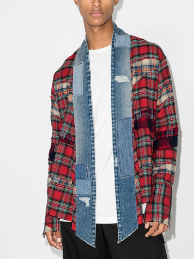 Greg Lauren check-pattern panelled kimono jacket outlook