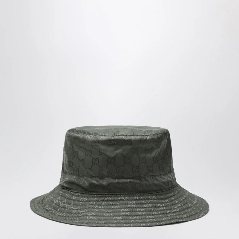 Gucci Reversible Dark Green Nylon Gg Hat Women - 1