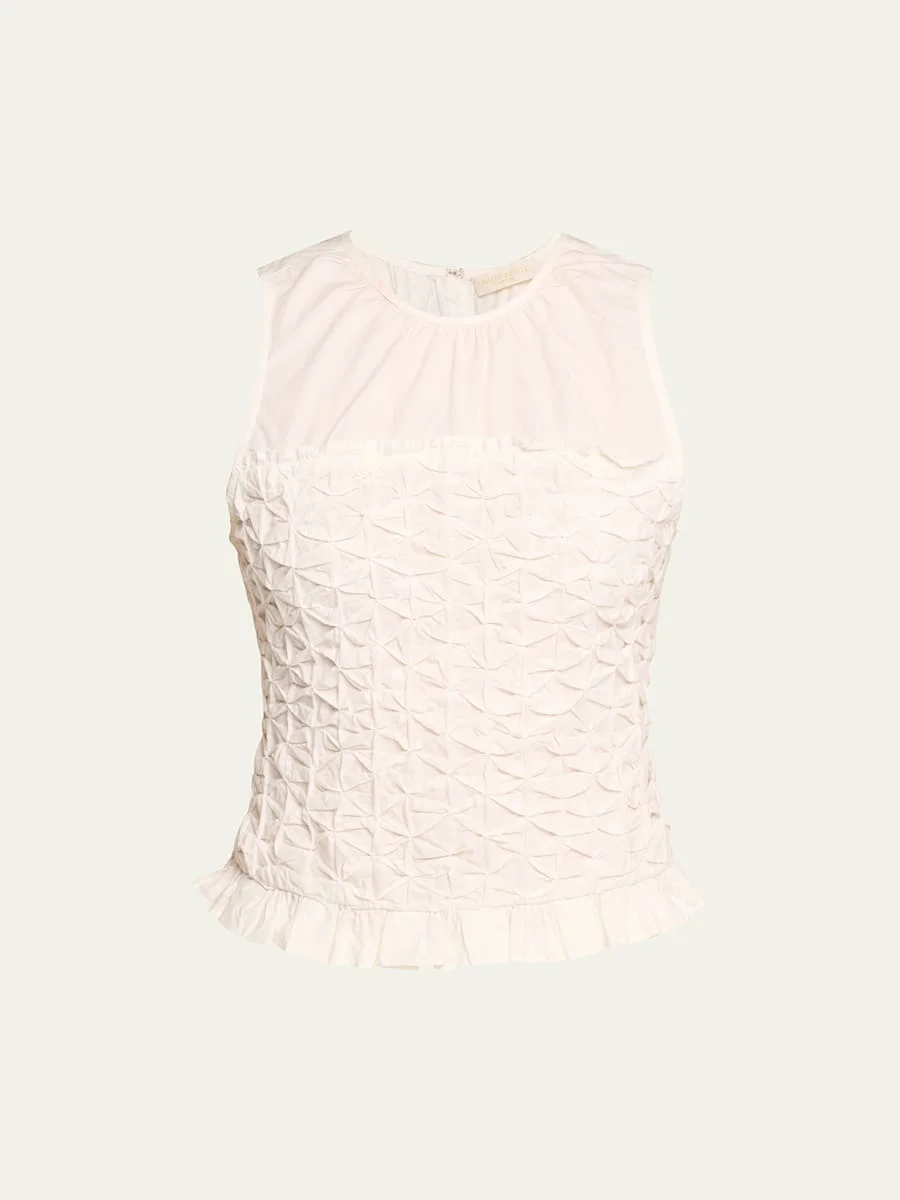 Paisley Textured Ruffle-Hem Blouse - 1