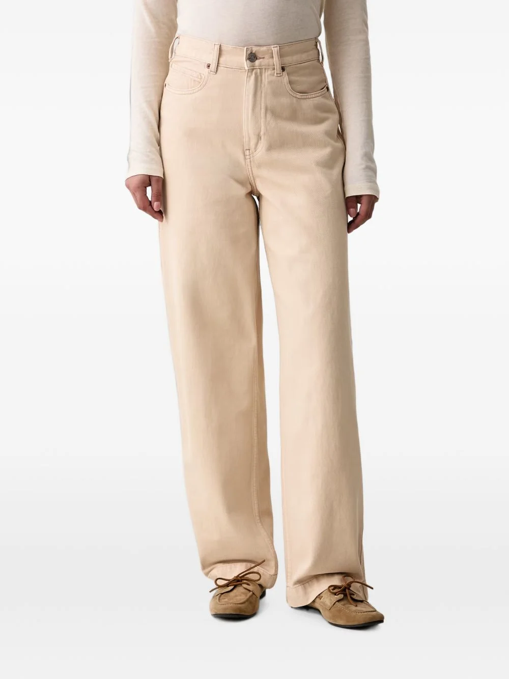 logo-embroidered wide-leg jeans - 1