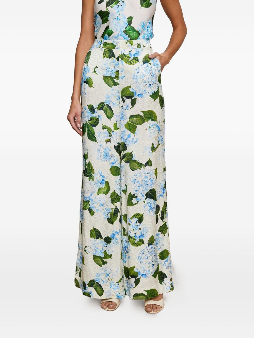 Pilar hydrangea-print trousers - 2