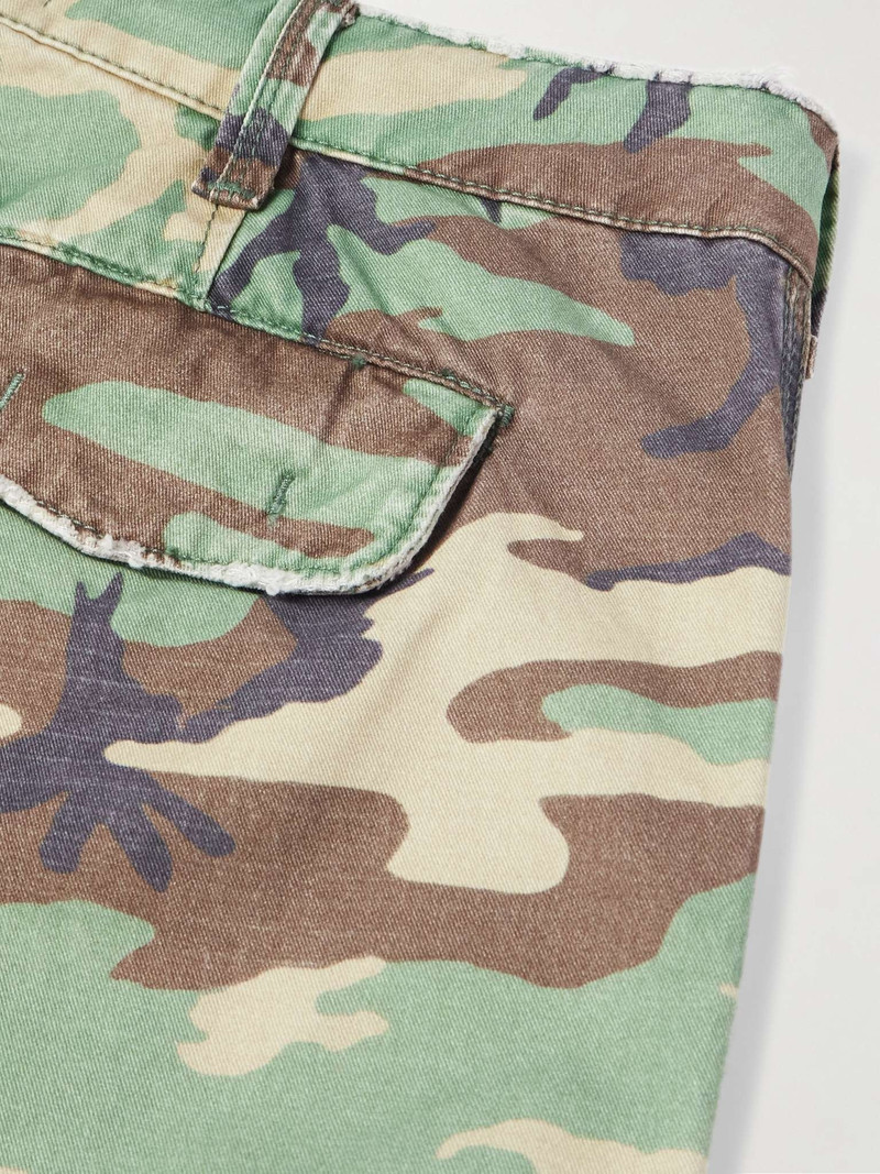 Straight-Leg Distressed Camouflage-Print Cotton-Twill Cargo Trousers 6