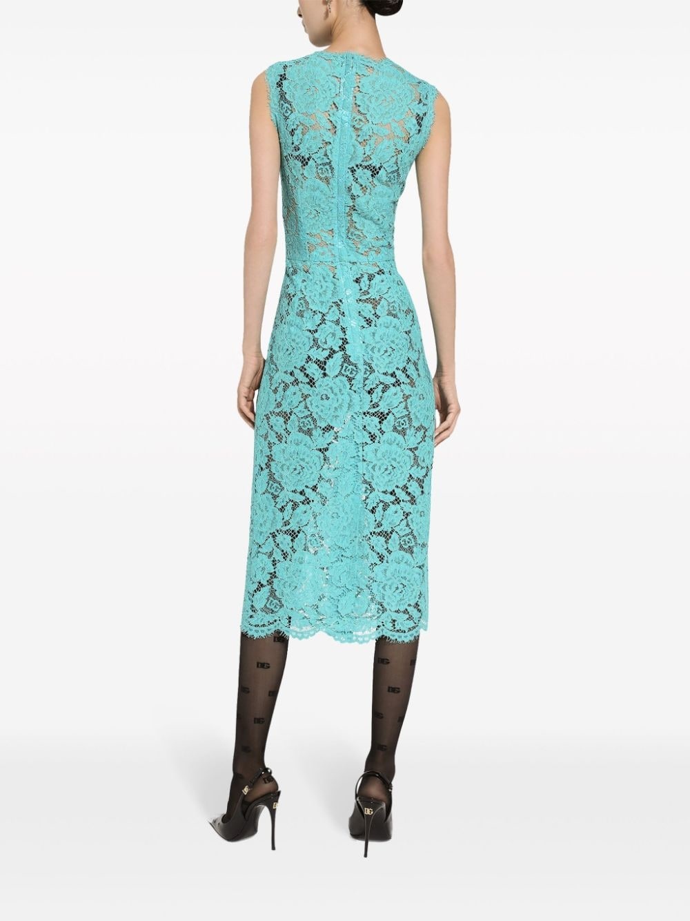VIP【送料関税込】DOLCE&GABBANA FLORAL LACE DRESS Calf-length floral lace dress in Black for Women