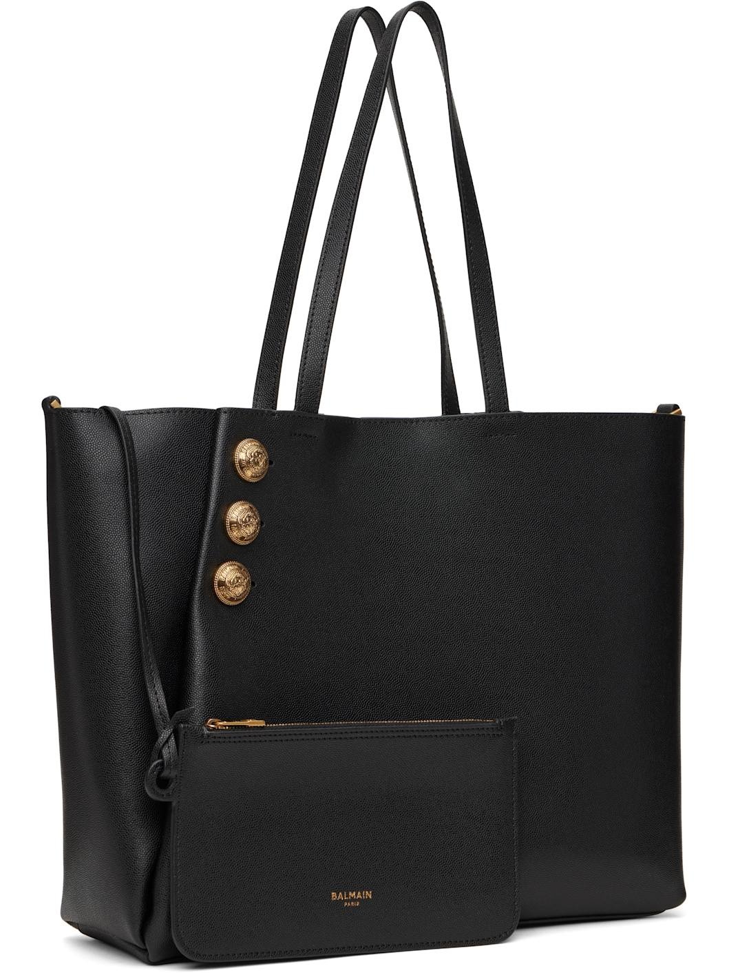 Black Emblème Leather Tote - 2