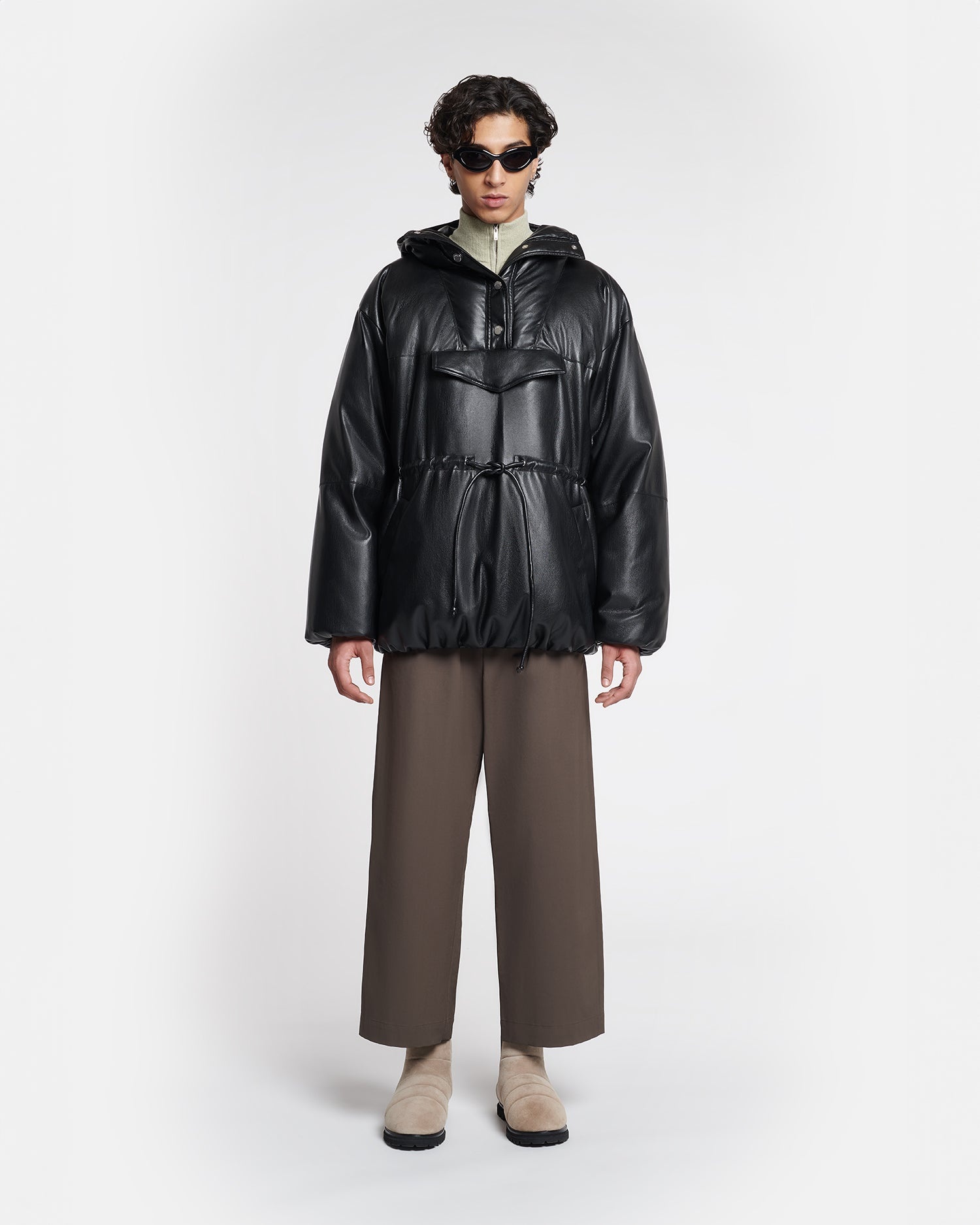 Okobor™ Alt-Leather Belted Puffer - 3