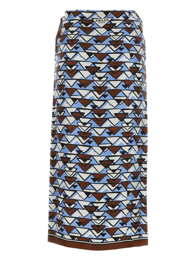 Prada geometric-print midi skirt outlook