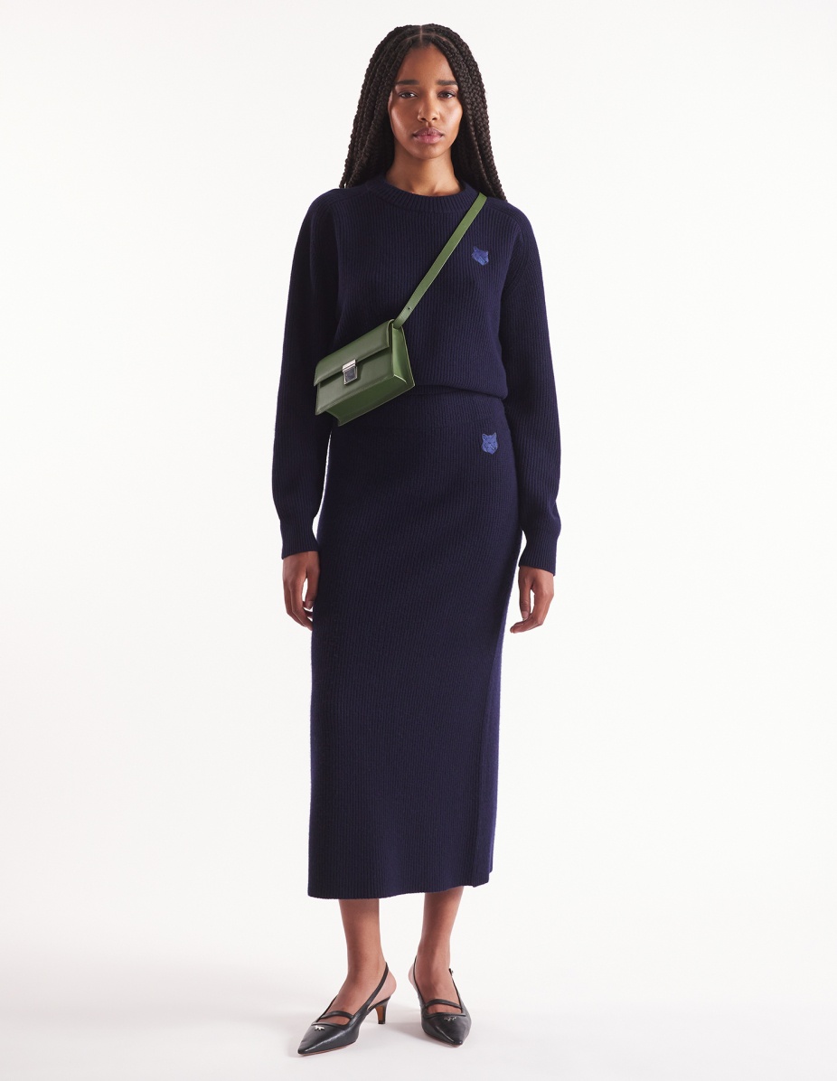 BOLD FOX HEAD PATCH LONG RIBBED SKIRT - 2