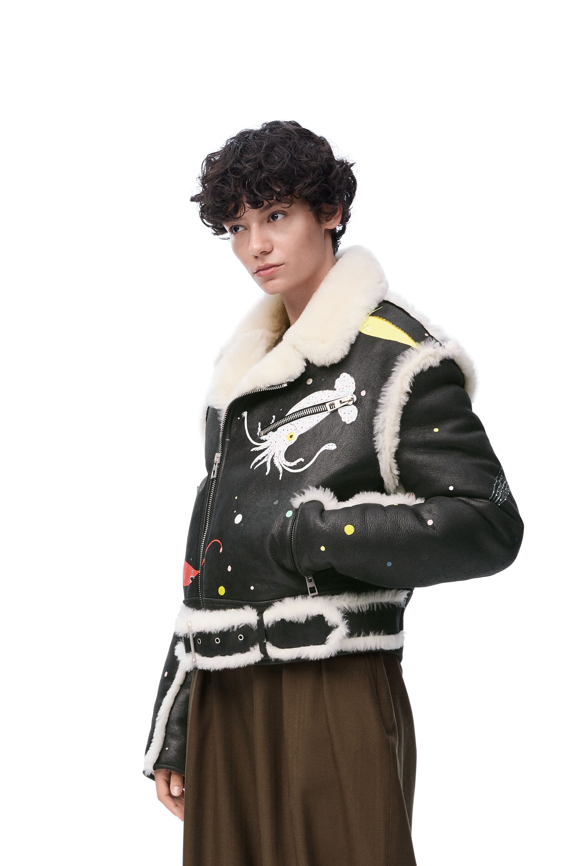 Biker jacket in shearling - 3