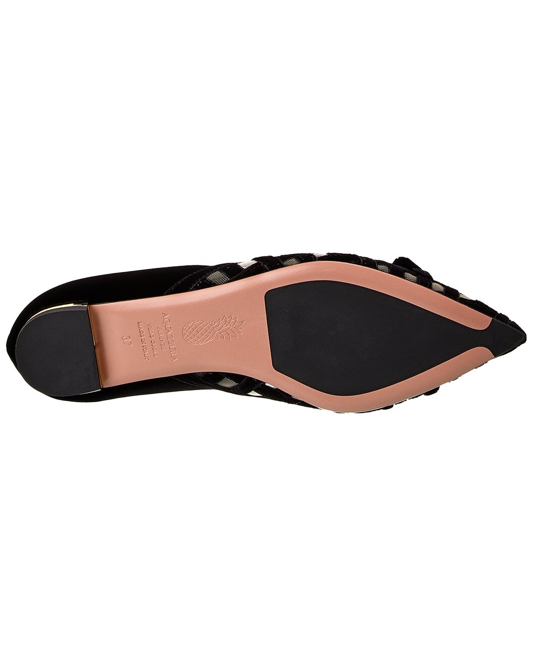 Aquazzura Romance Velvet & Mesh Flat - 4