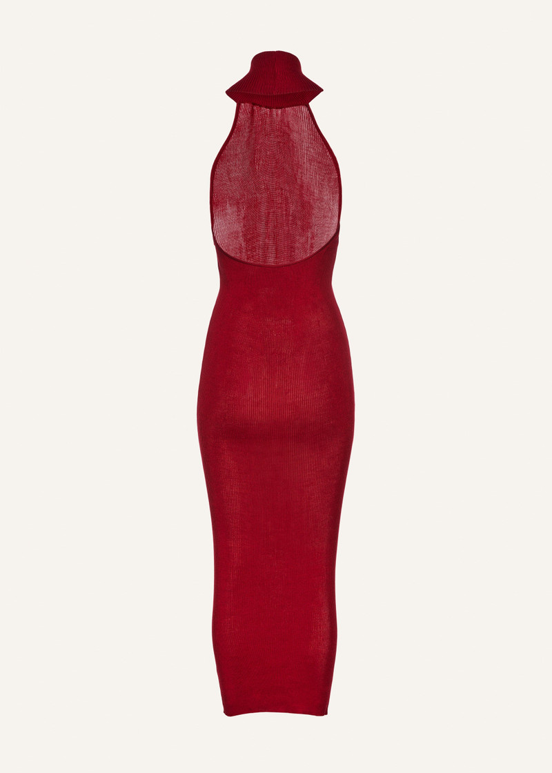 Turtleneck midi dress in bordeaux 2