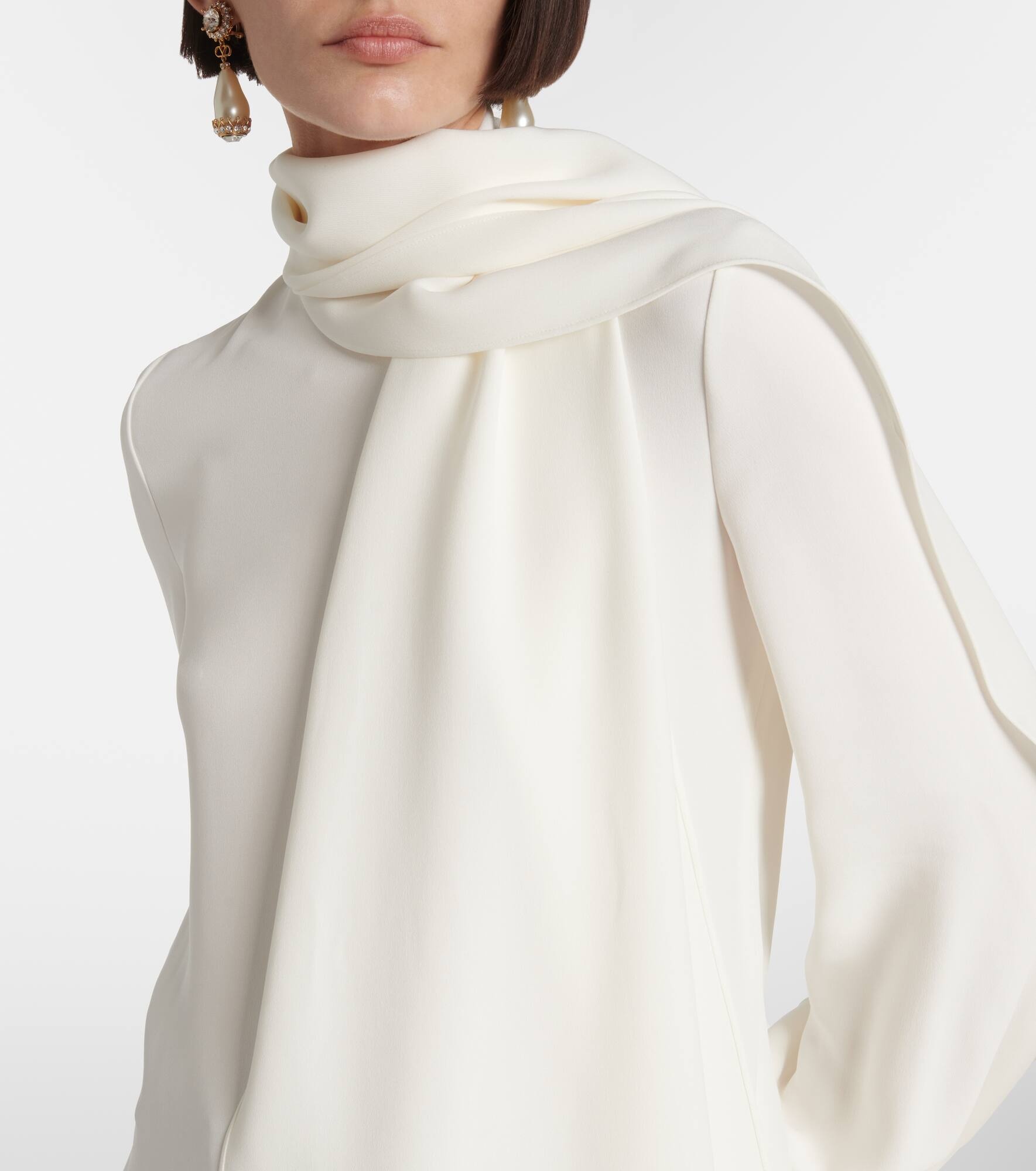 Feather-trimmed silk top - 4