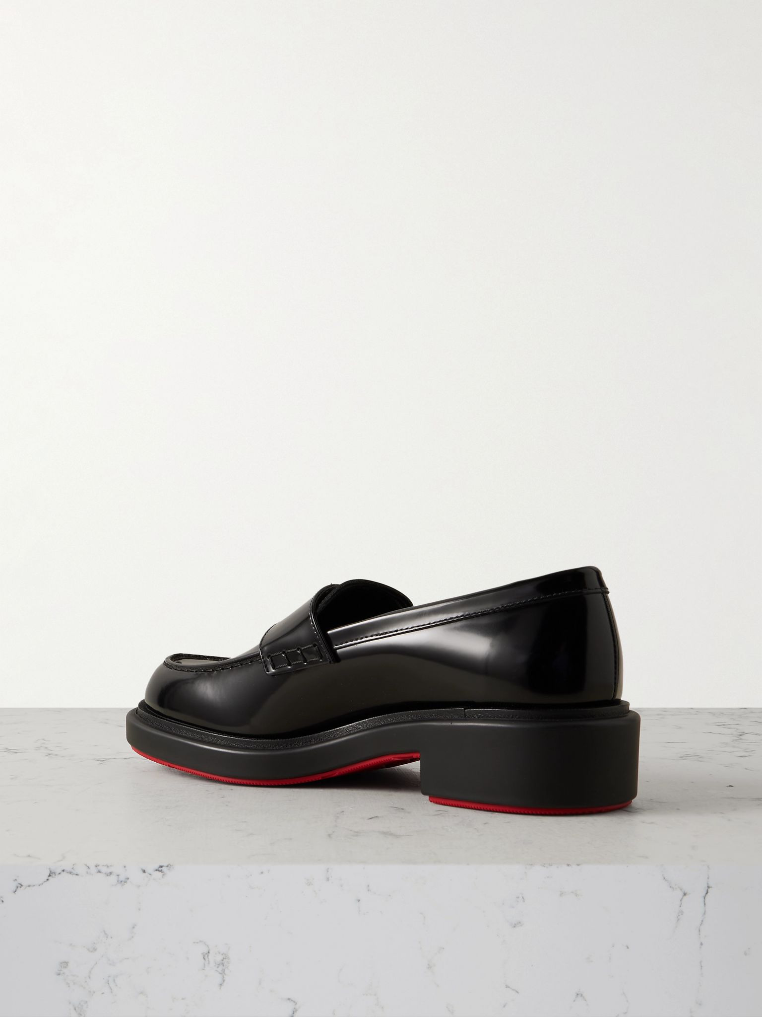 Urban Moc Lock embellished glossed-leather loafers Black - 3
