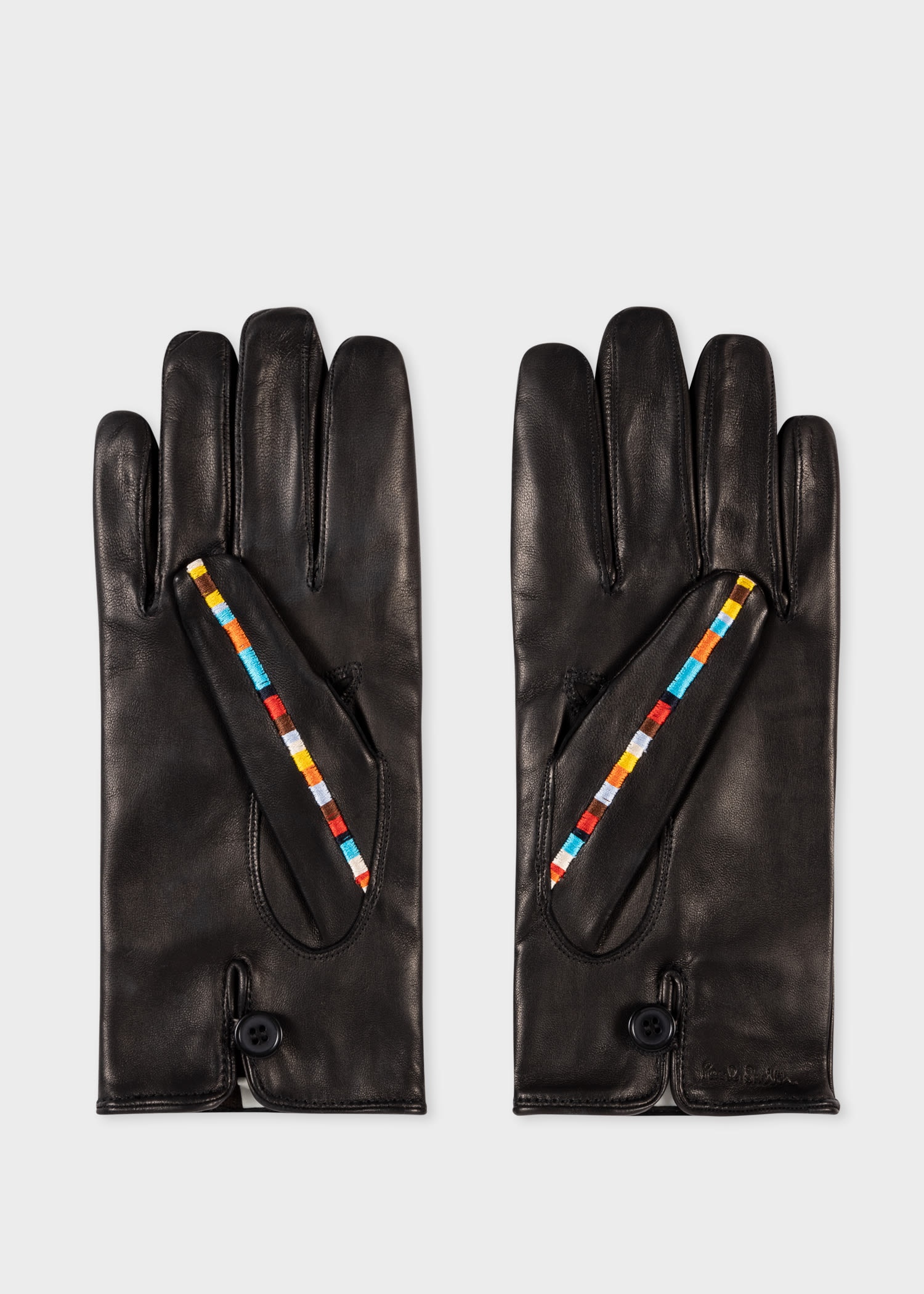 'Signature Stripe' Leather Gloves - 2