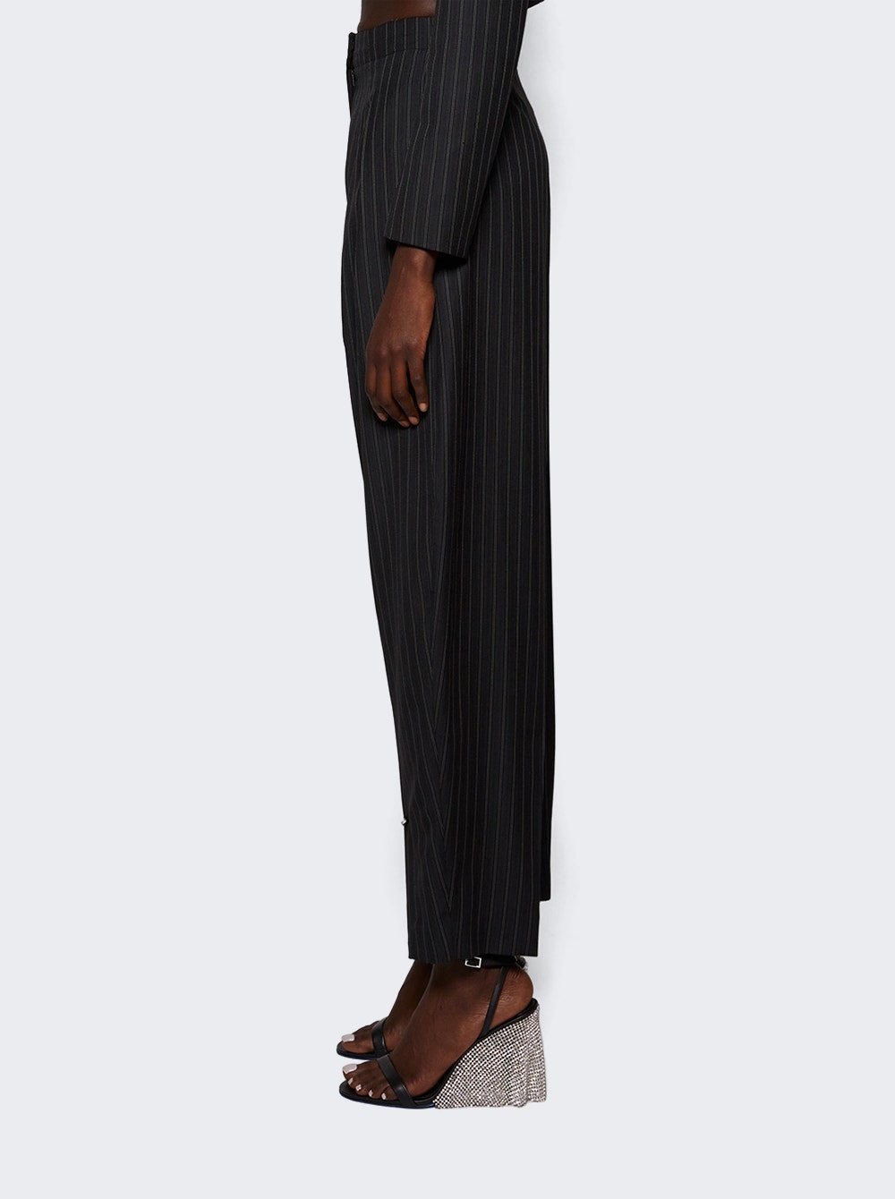 Pierced Tailored Pants Black On Grey - 4