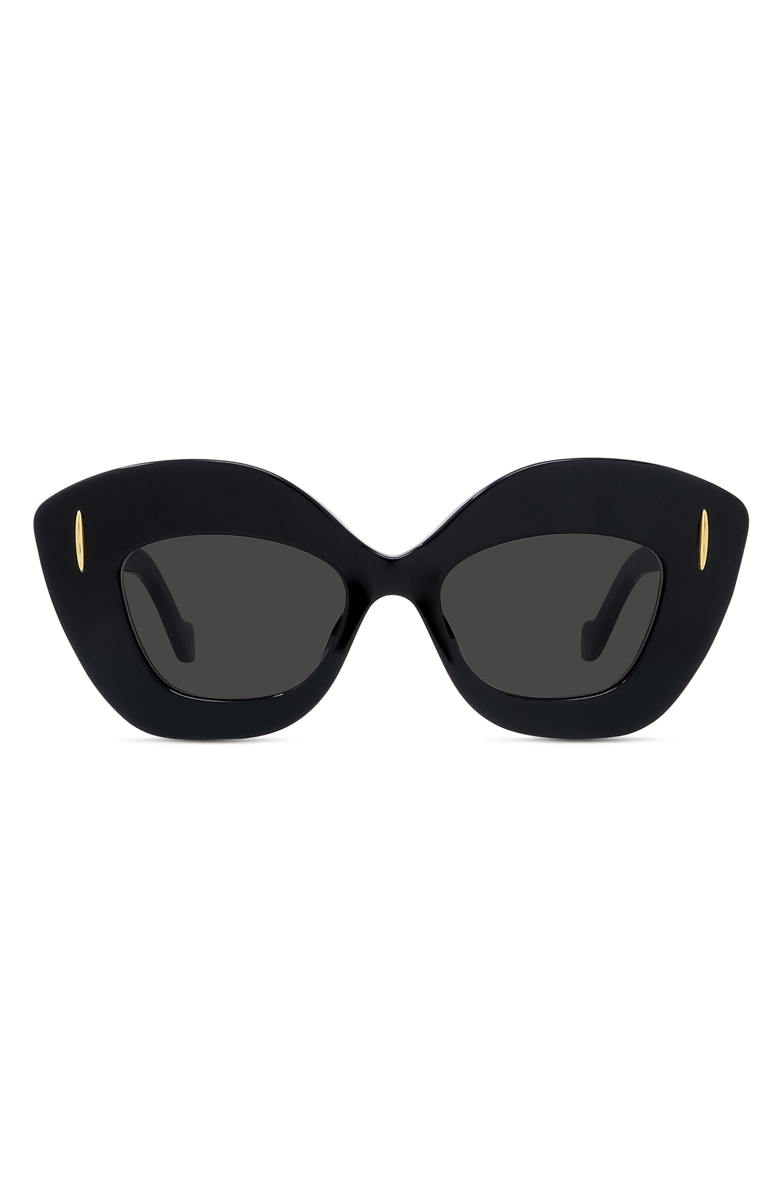 Loewe Anagram 48mm Small Cat Eye Sunglasses in Black /Smoke at Nordstrom - 1