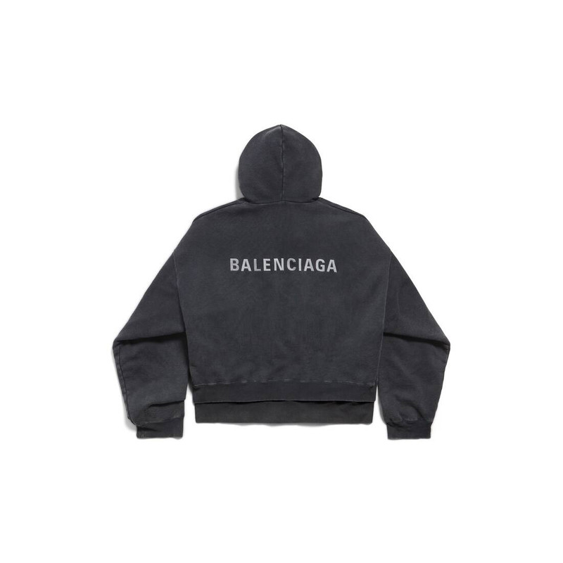 Men's Layered Zip-up Hoodie in Faded Black 6