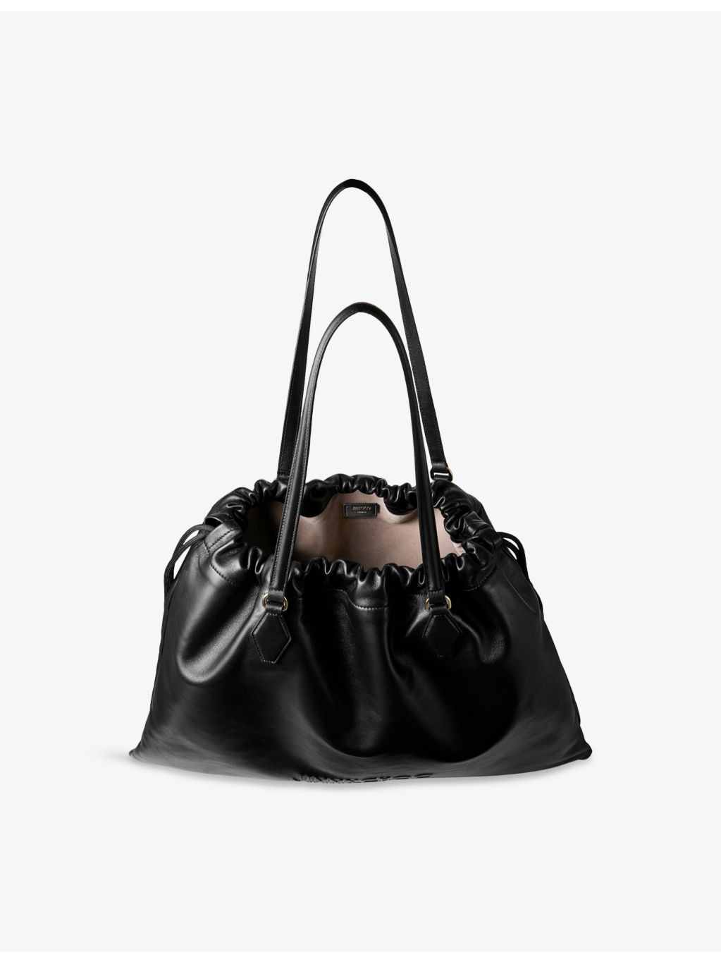 Drawstring Embossed-Logo Nappa Leather Tote Bag - 4