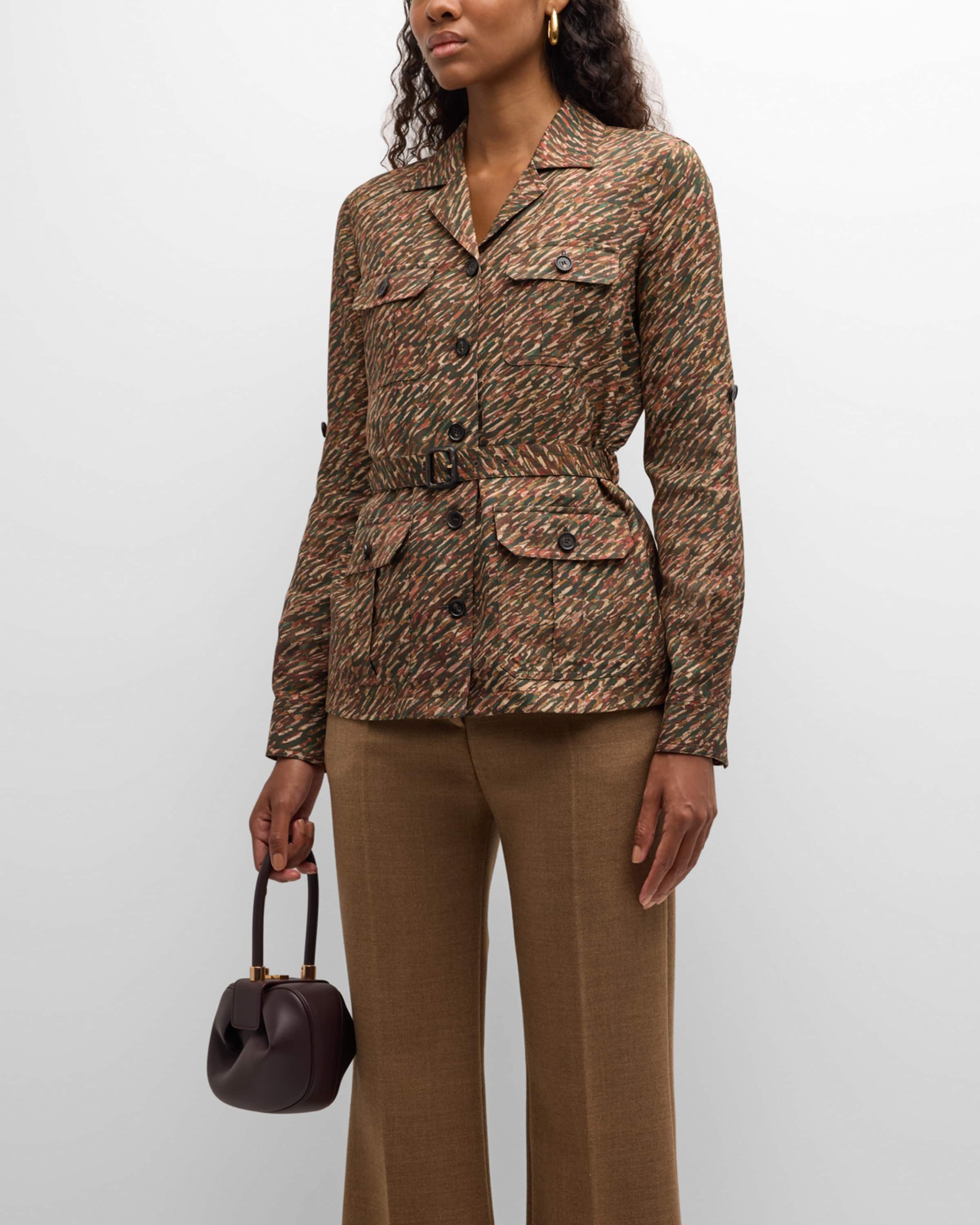 Deanna Belted Andre-Print Shirt Jacket - 2