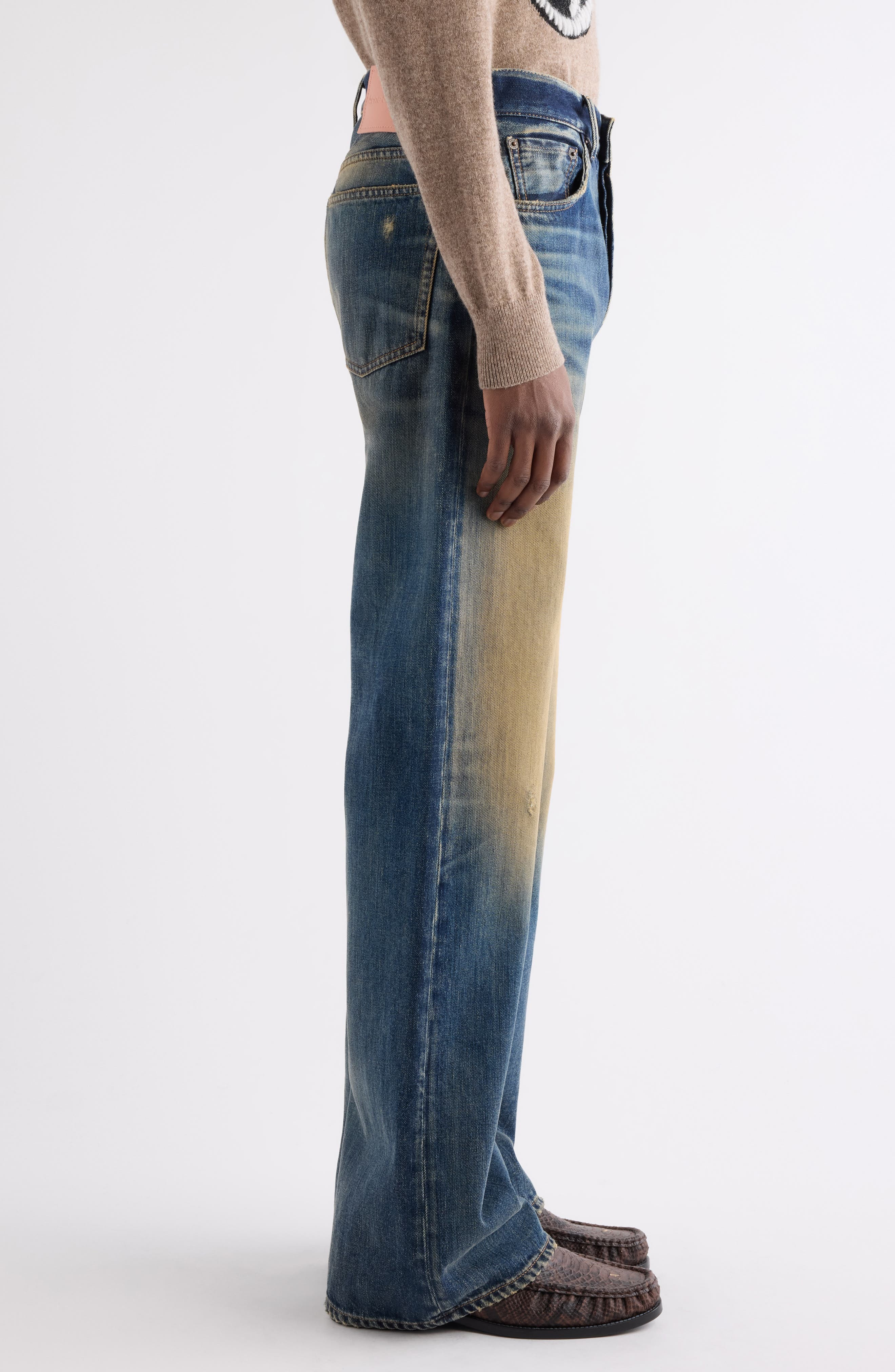 Acne Studios 2021M Rocka Wide Straight Leg Jeans in Dark Blue at Nordstrom - 4