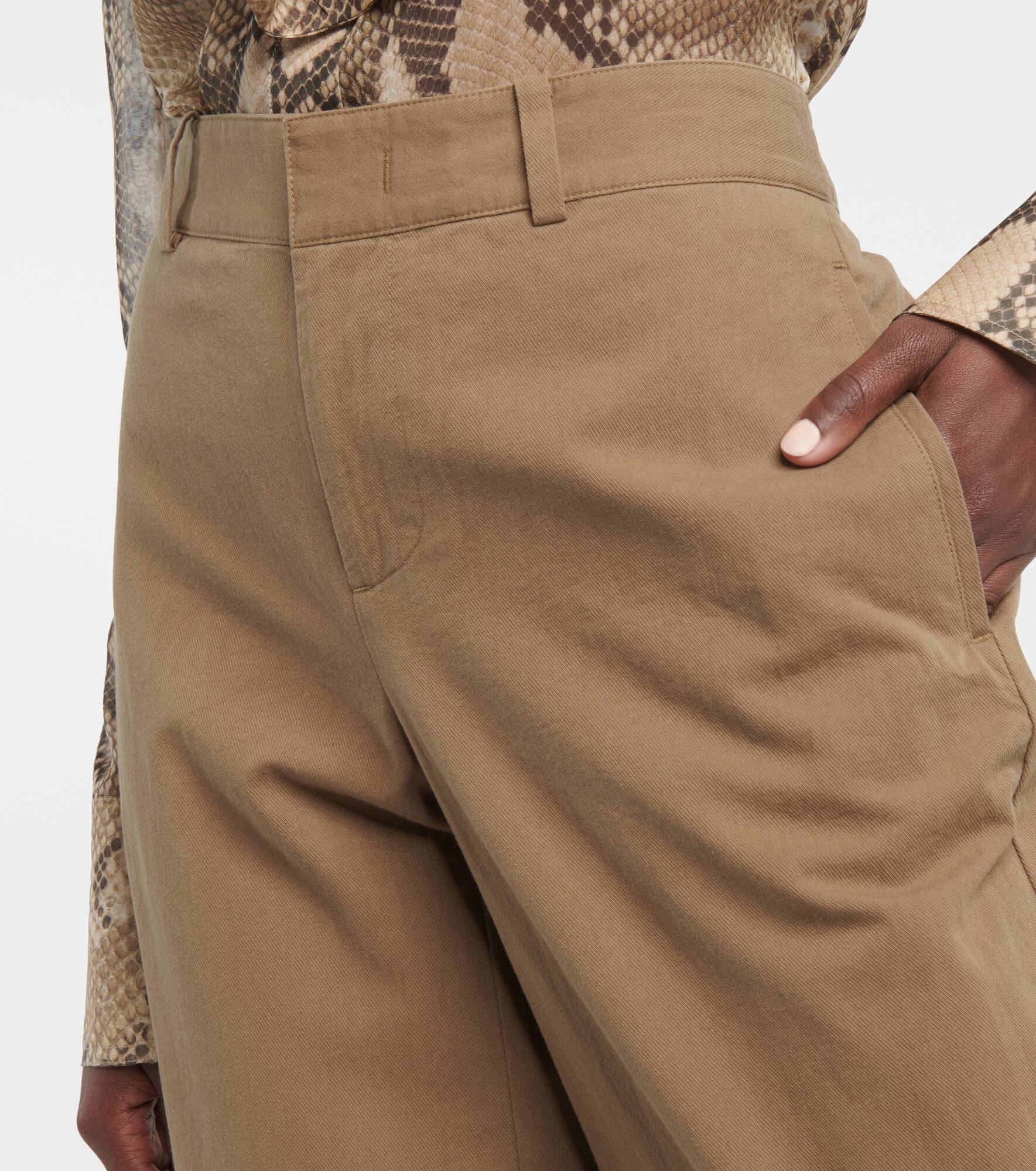High-rise cotton twill wide-leg pants - 4