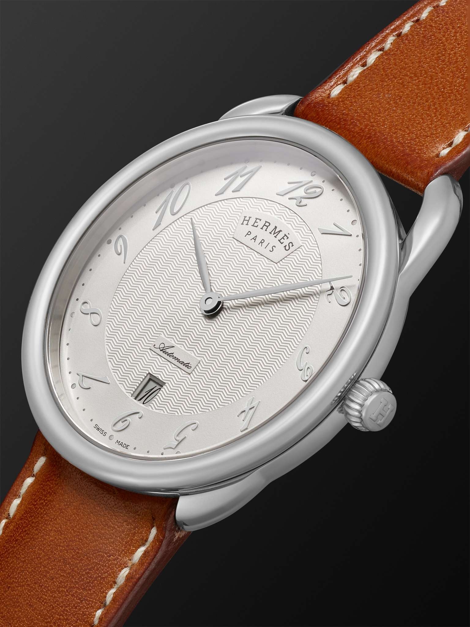 Arceau Automatic 40mm Stainless Steel and Leather Watch, Ref. No. 055473WW00 - 4