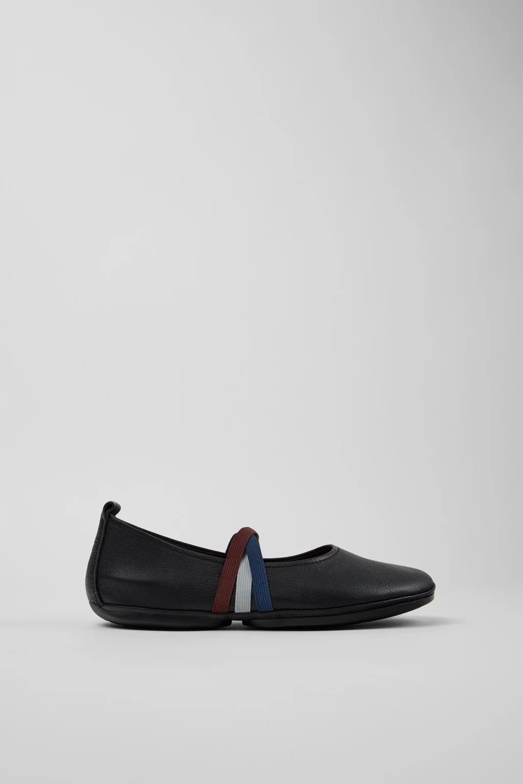 Twins Black Leather Ballerina Shoes for Women. - 1