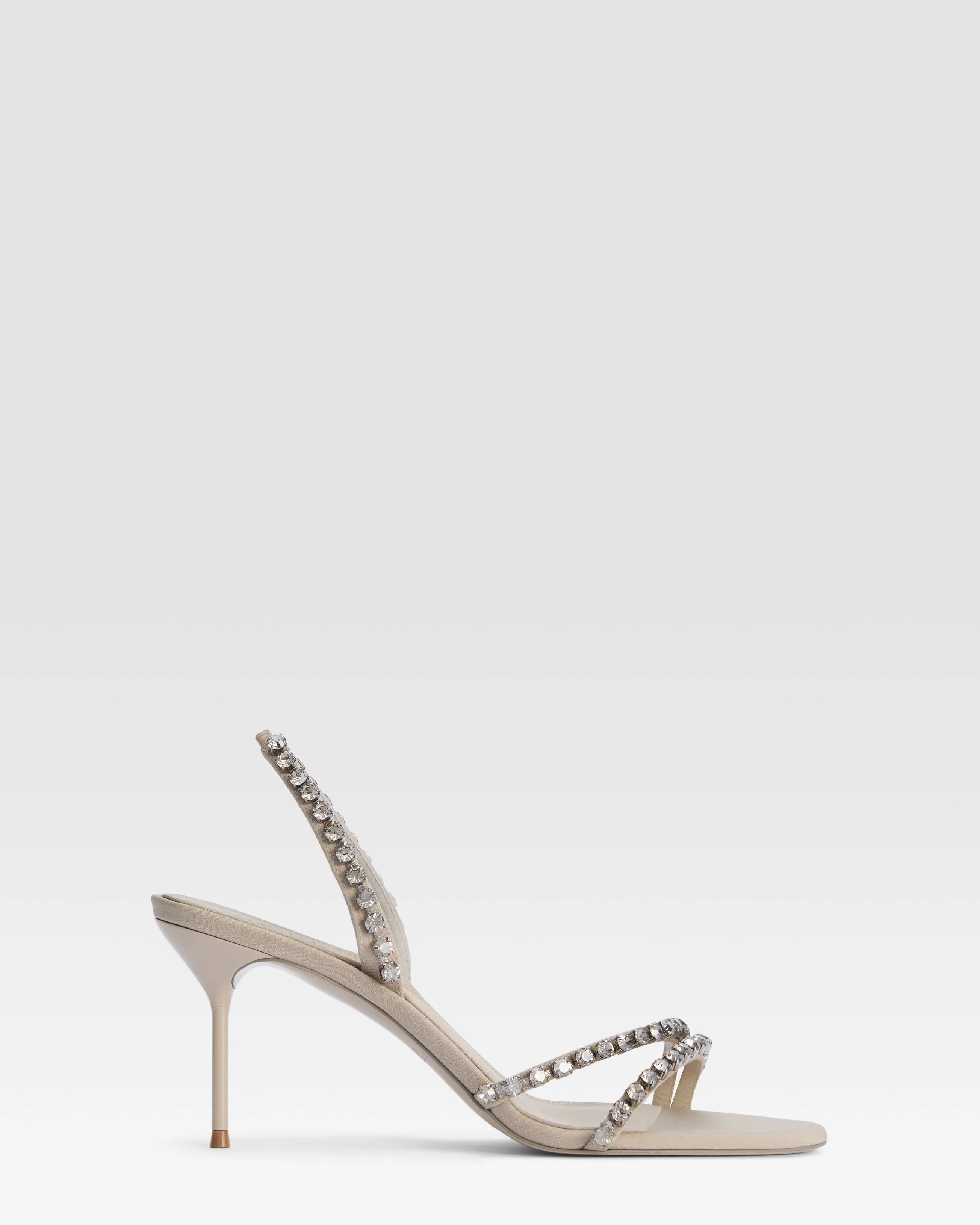 Crepe satin slingback sandal with embroidered studs - 1