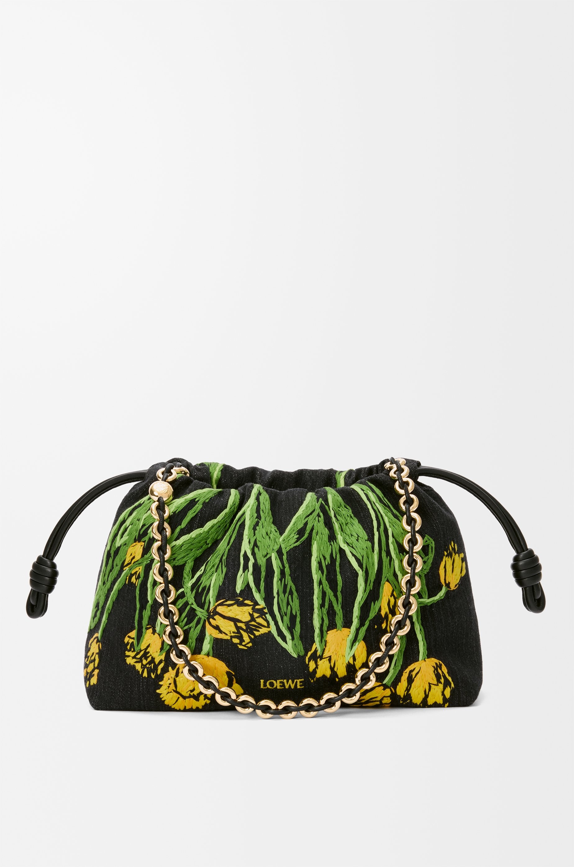 Medium Flamenco purse in embroidered denim - 1
