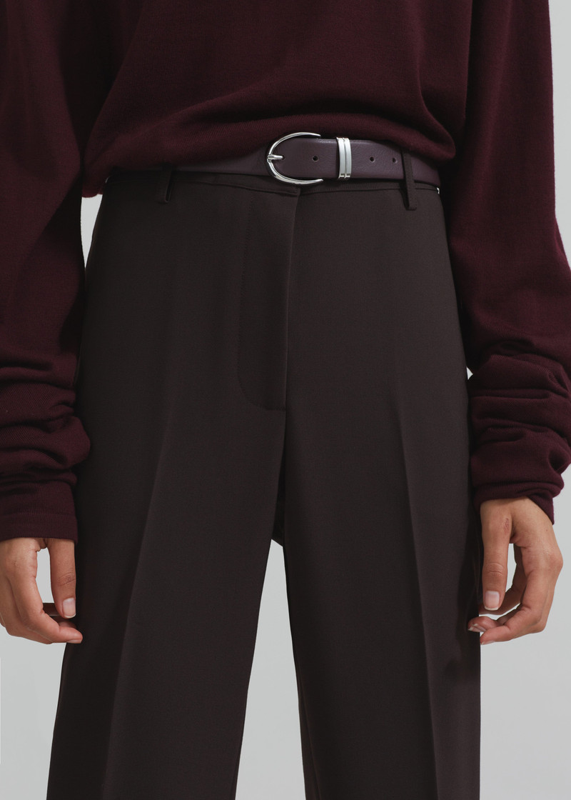 Ora Leather Belt - Plum/Silver 5