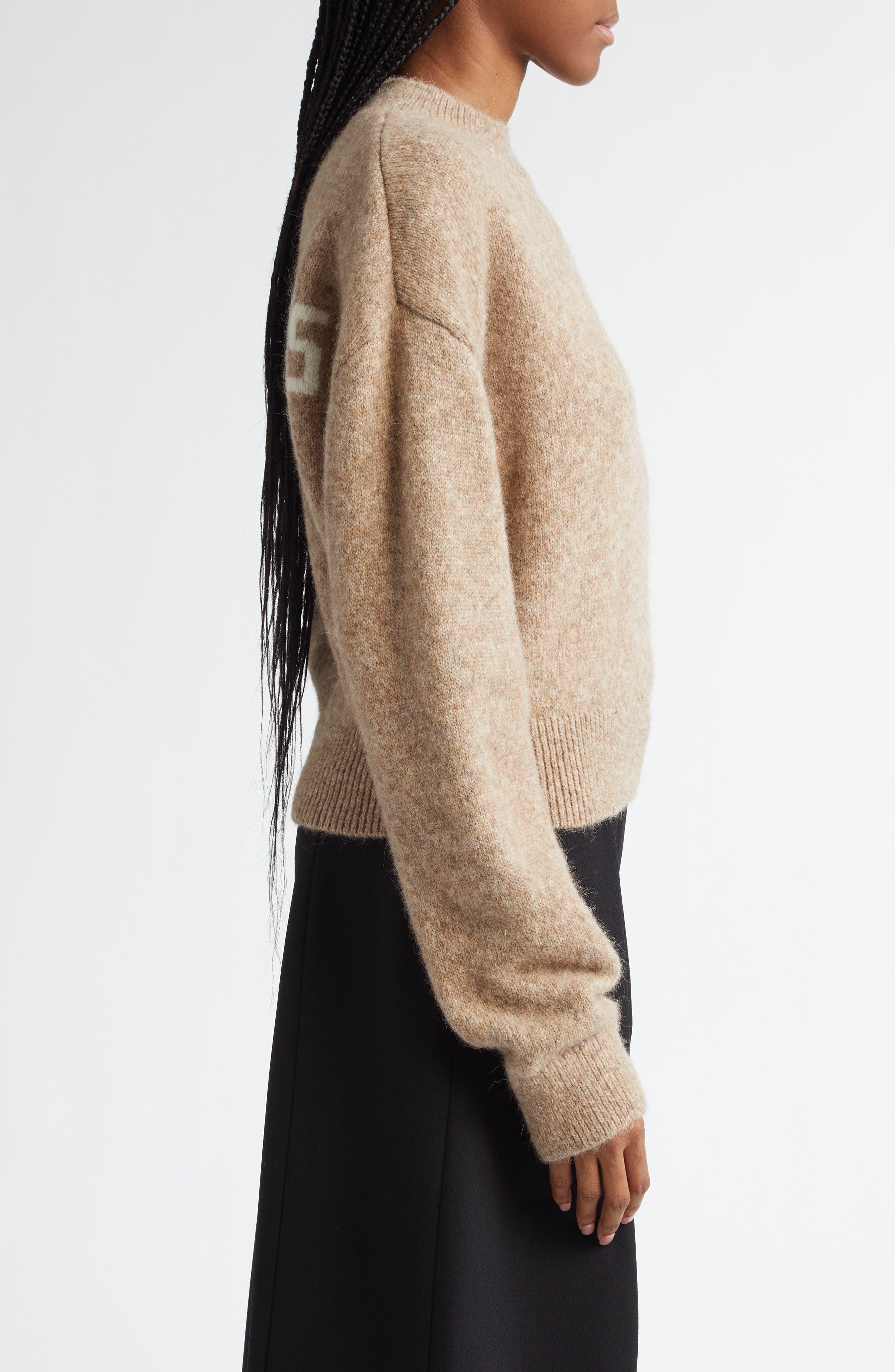Jacquemus La Maille Logo Jacquard Alpaca & Merino Wool Blend Sweater in Beige at Nordstrom - 4