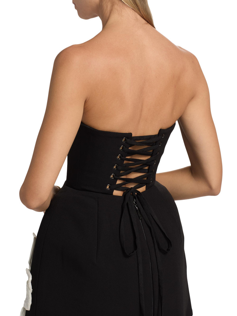 Women's Maraya Jasmine Floral-Appliqué Fit & Flare Minidress - Black White 6