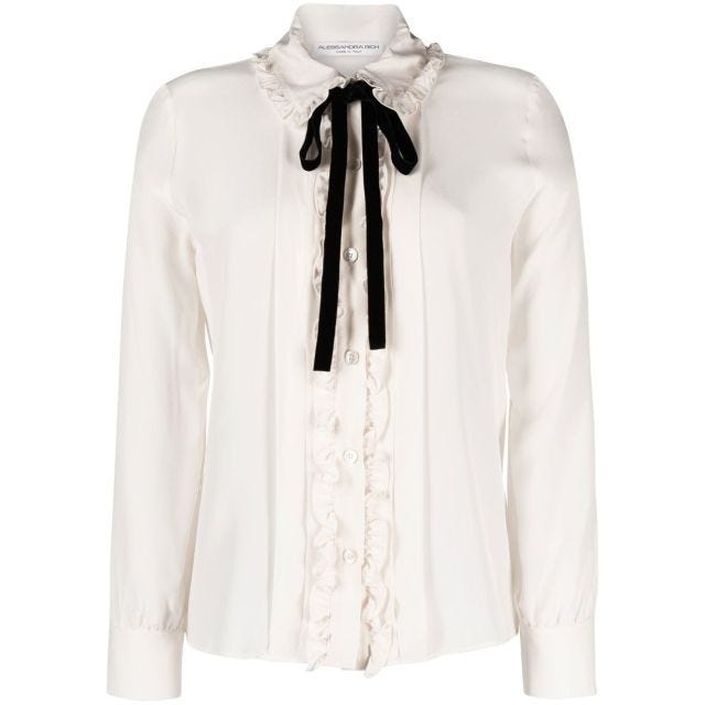 Ivory silk shirt with ruffles - 1