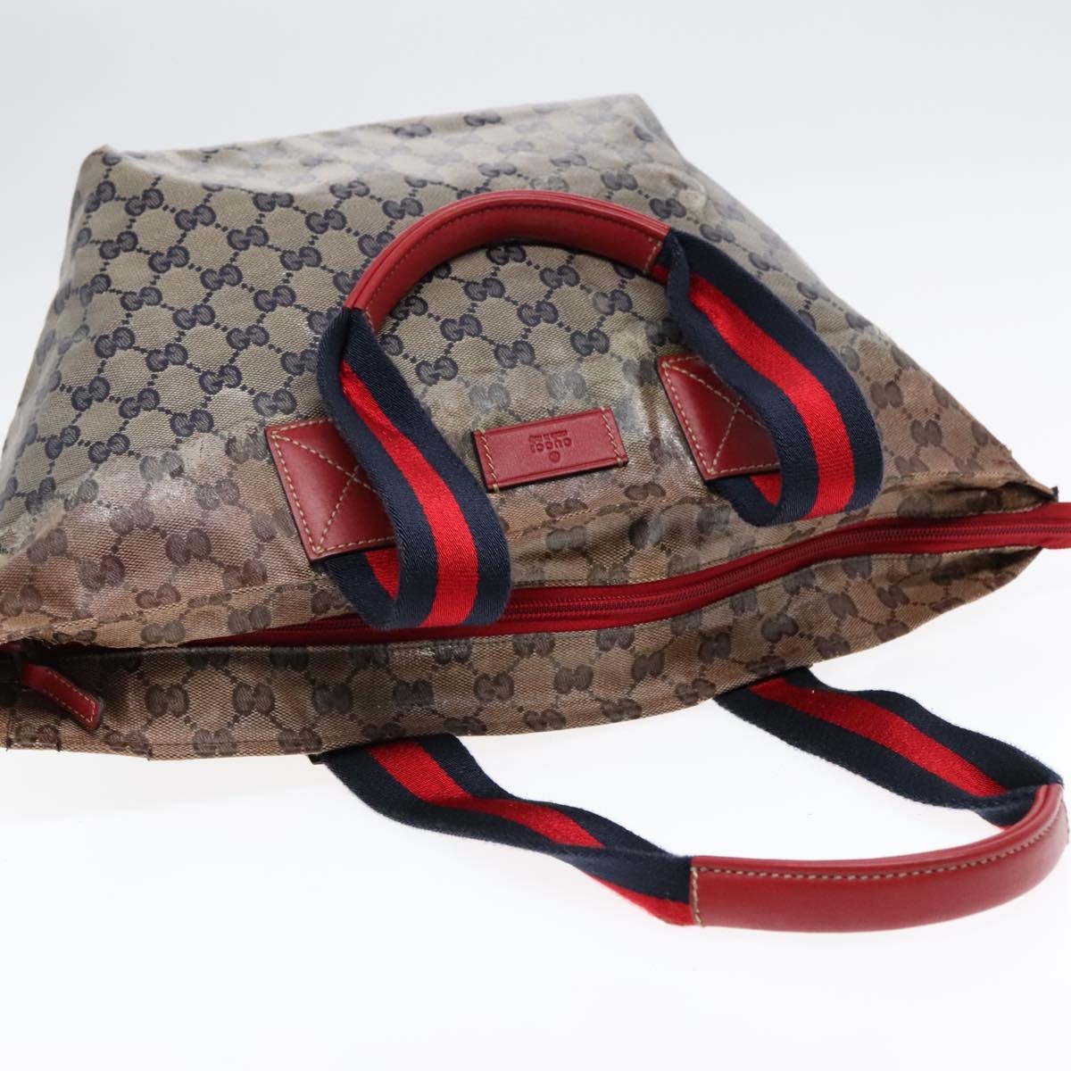 GUCCI GG Crystal Sherry Line Tote Bag Gold Red Navy - 7
