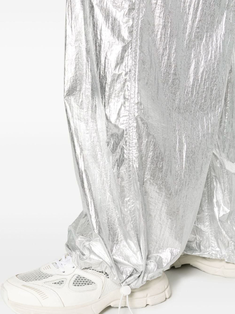 drawstring-fastening metallic trousers - 5