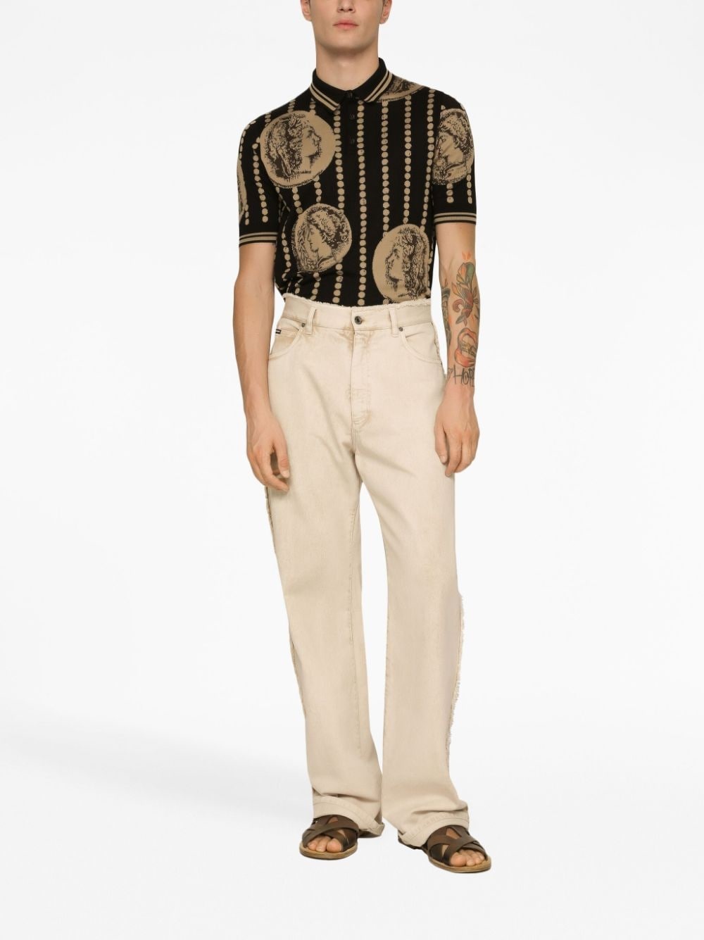 frayed-trim loose-fit jeans - 3