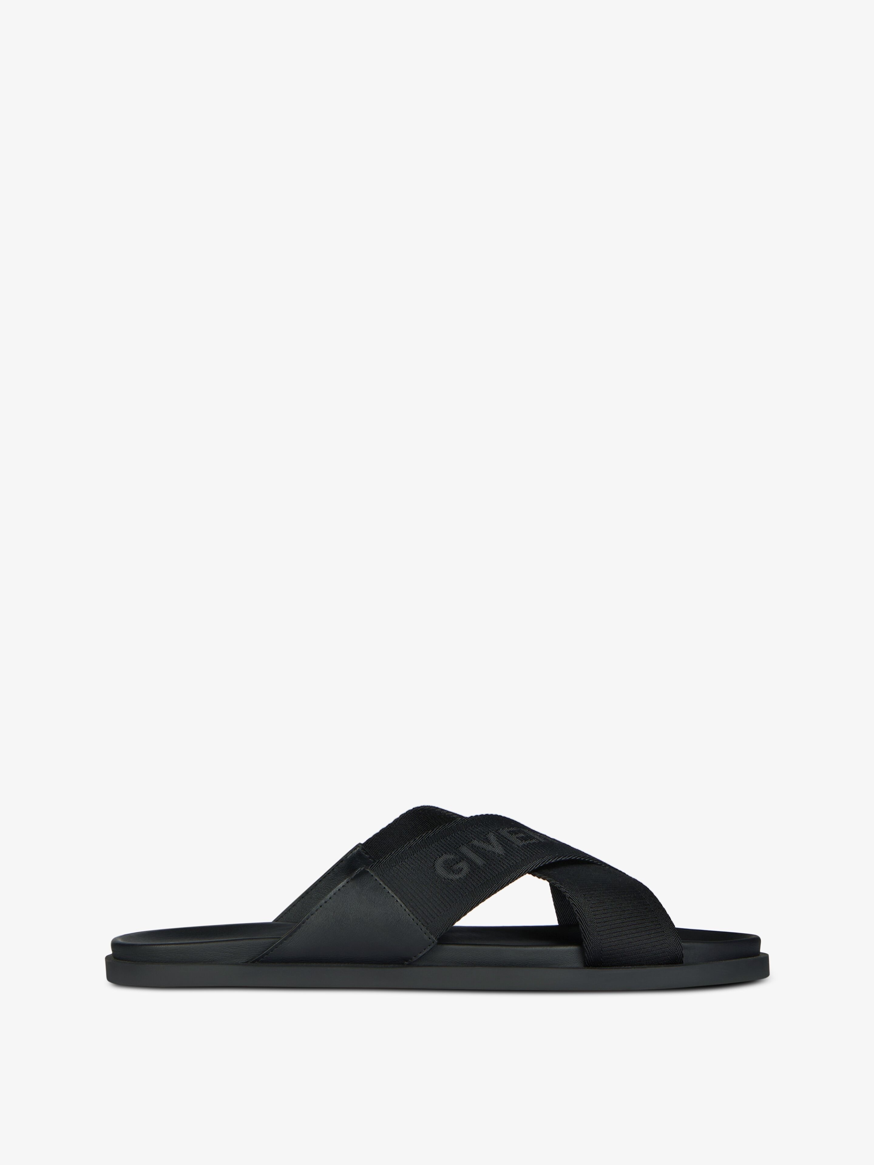 G PLAGE SANDALS WITH CROSSED STRAPS IN WEBBING - 1