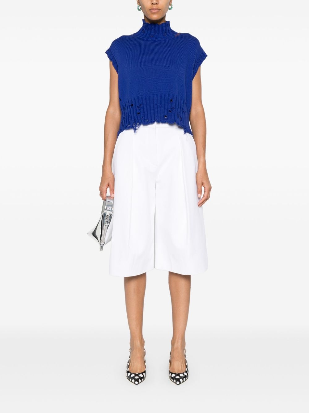 cotton cropped vest - 2