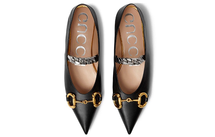 (WMNS) Gucci Ballet Flat With Horsebit Leather 'Black' 621161-1RH00-1000 - 3