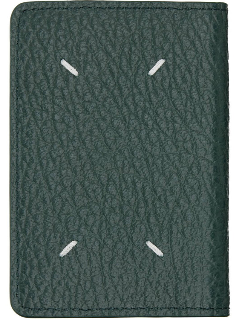 Maison Margiela Green Four Stitches Card Holder outlook